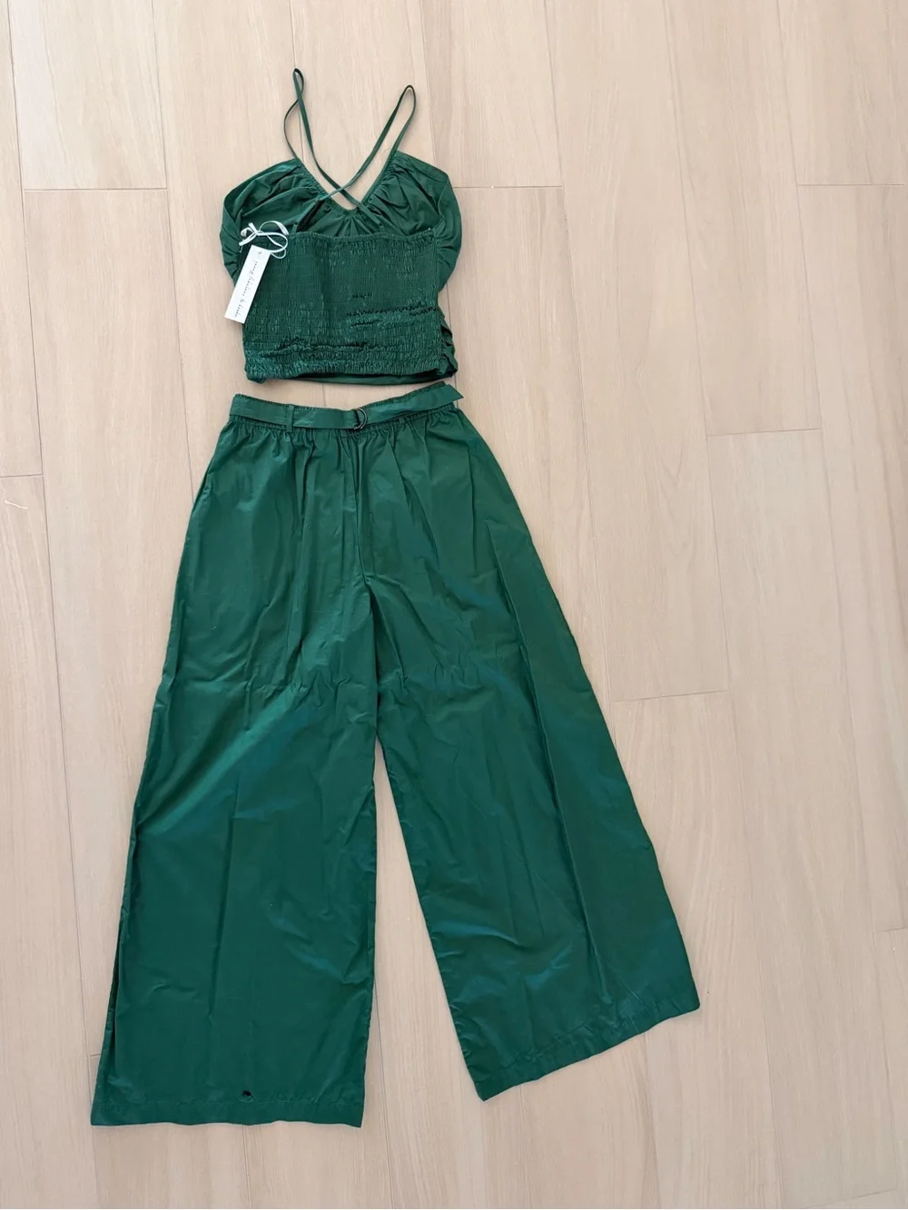 Young Fabulous & Broke Green Wide-Leg Pants & Crop Top Set